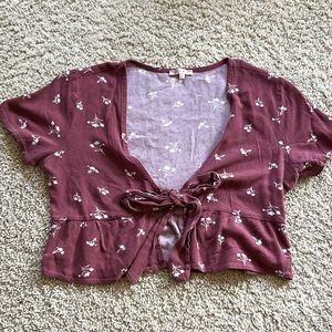 Pacsun Maroon Tie Top with Flowers